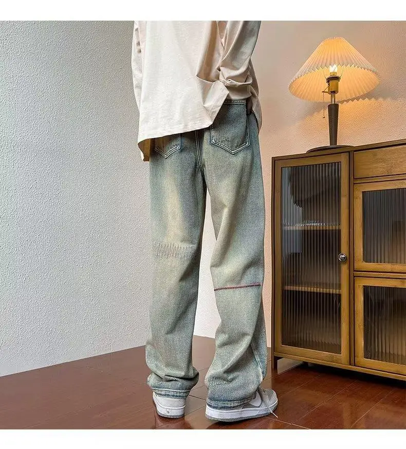 Men's Embroidered Distressed Jeans Winter American Retro — feature 3
