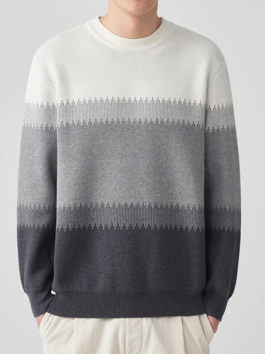 Men's New Korean Style Gradient Textured Sweater