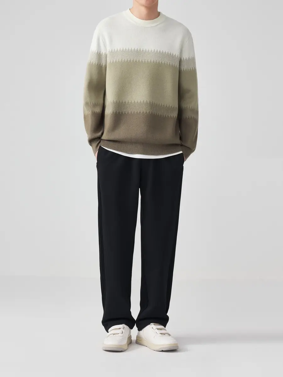 Men's New Korean Style Gradient Textured Sweater