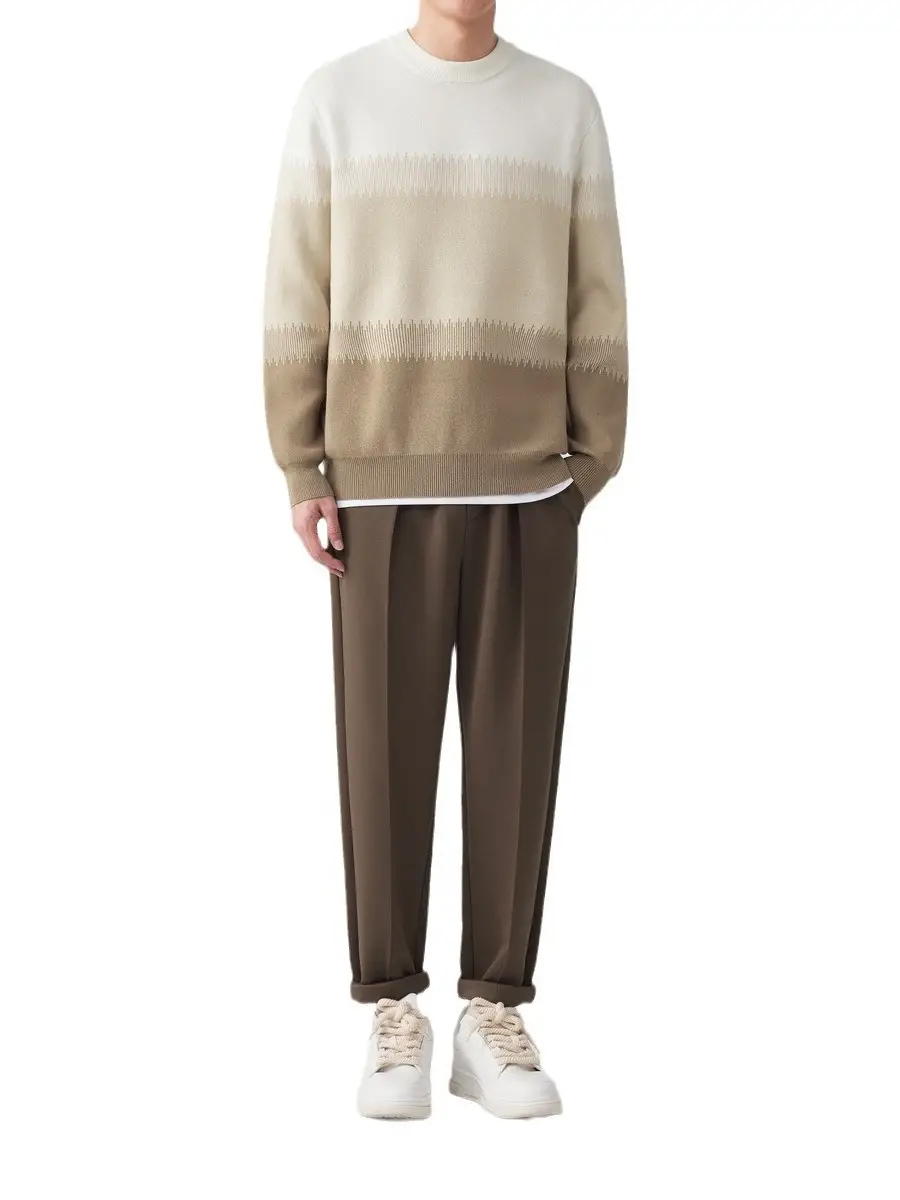 Men's New Korean Style Gradient Textured Sweater
