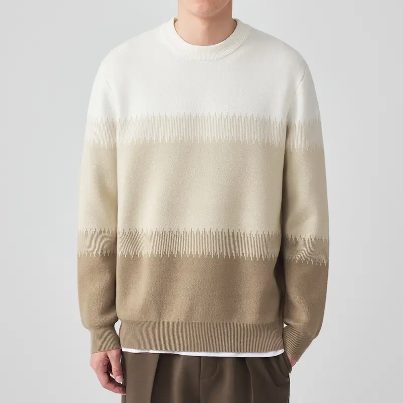 Men's New Korean Style Gradient Textured Sweater