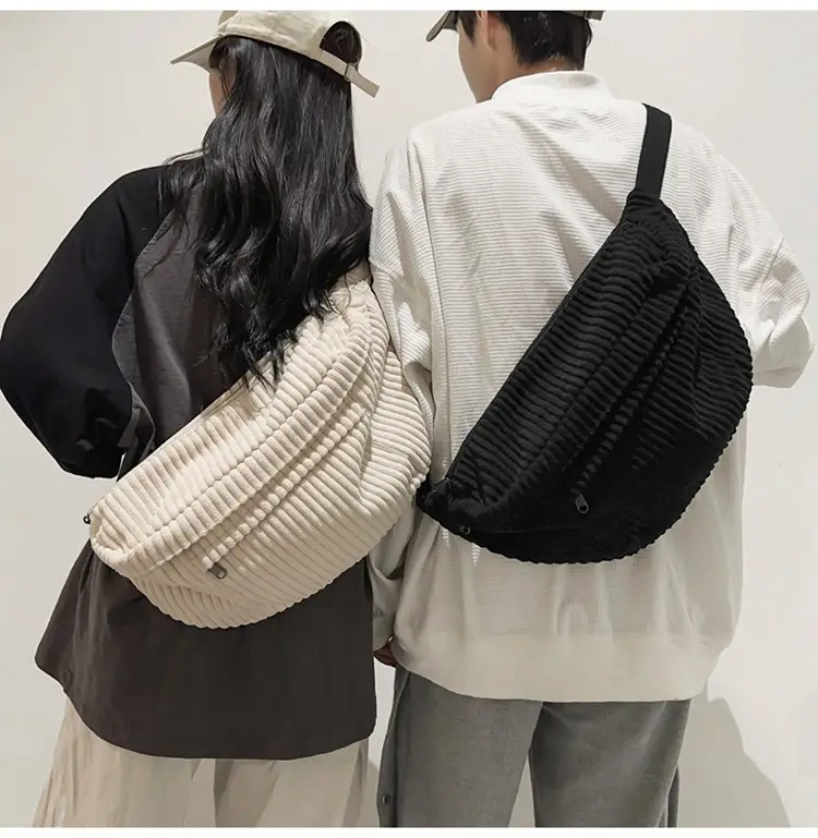 Japanese Corduroy Women's Crossbody Bag Black Brown White — feature 14