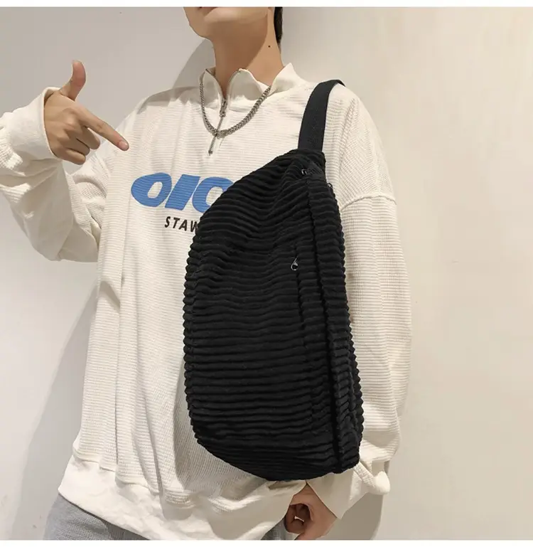 Japanese Corduroy Women's Crossbody Bag Black Brown White — feature 16