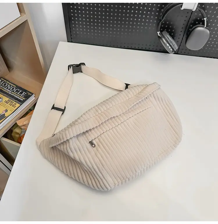 Japanese Corduroy Women's Crossbody Bag Black Brown White — feature 31