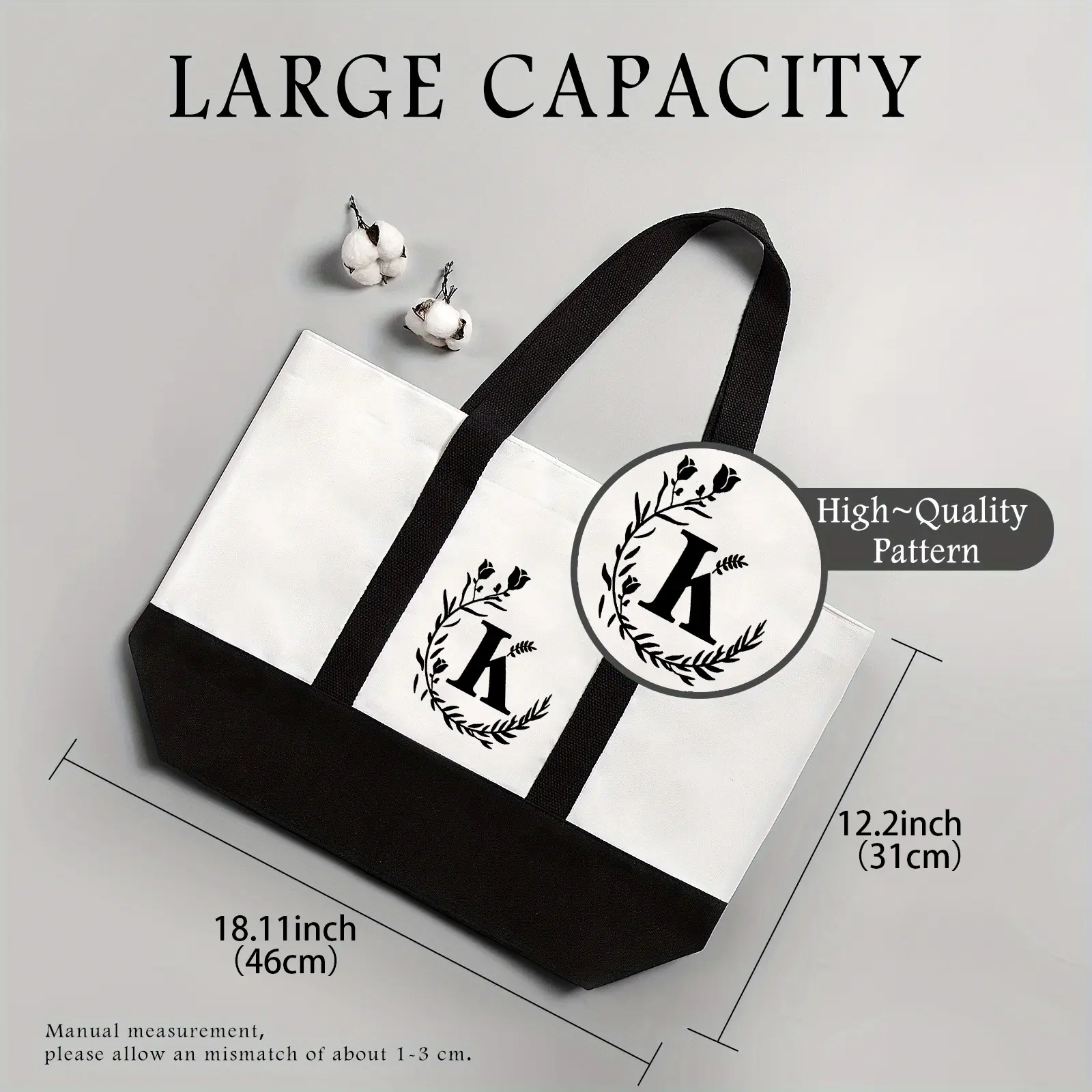Women's Canvas Shoulder Bag with Letter Print Large Capacity - Image 58