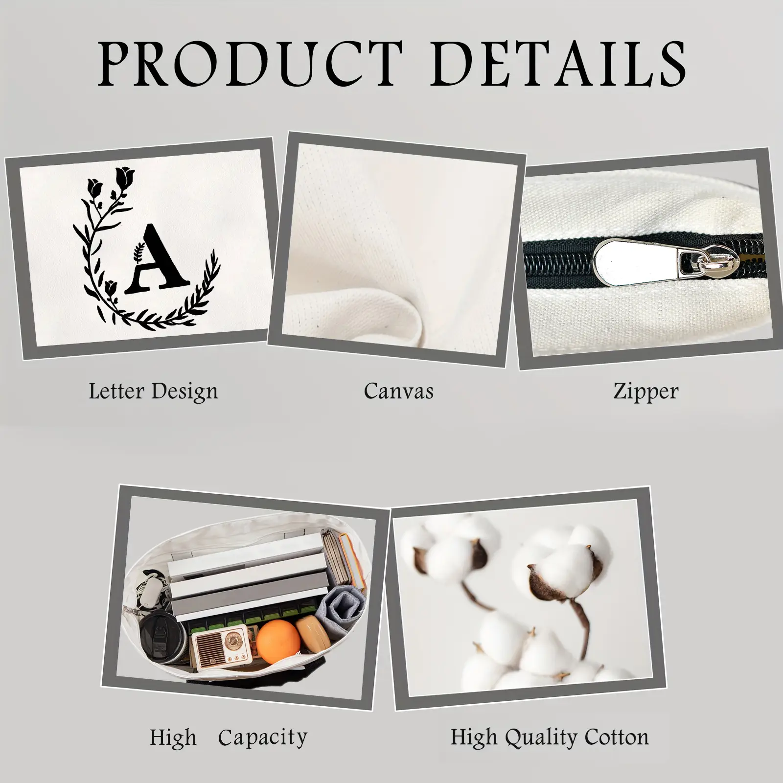 Women's Canvas Shoulder Bag with Letter Print Large Capacity — feature 5