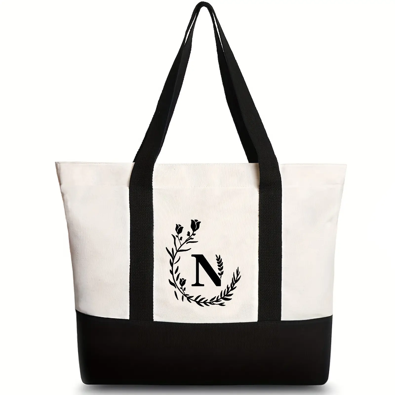 Women's Canvas Shoulder Bag with Letter Print Large Capacity - Image 15