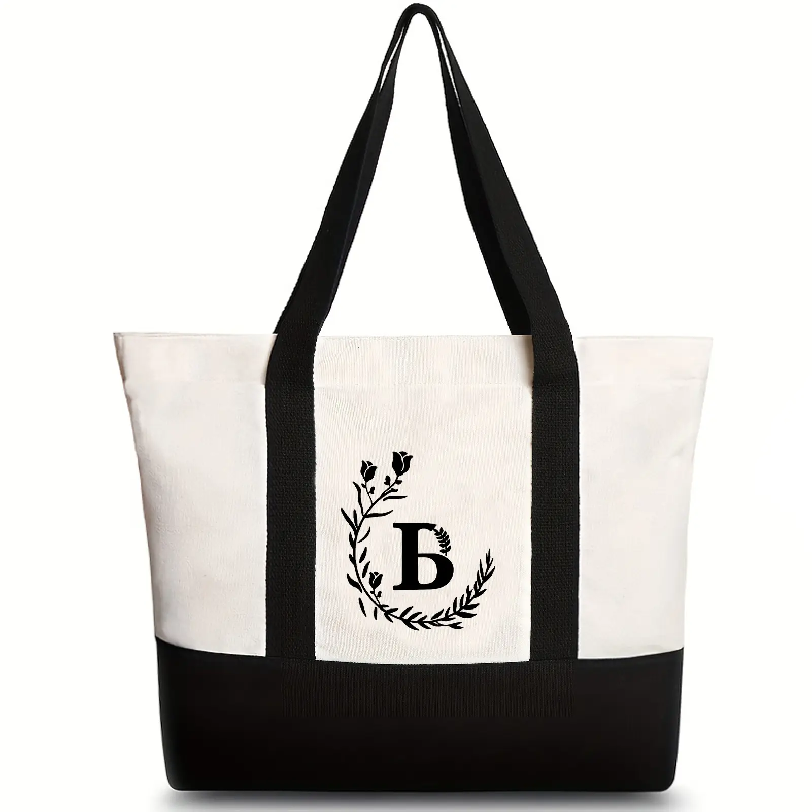 Women's Canvas Shoulder Bag with Letter Print Large Capacity - Image 3