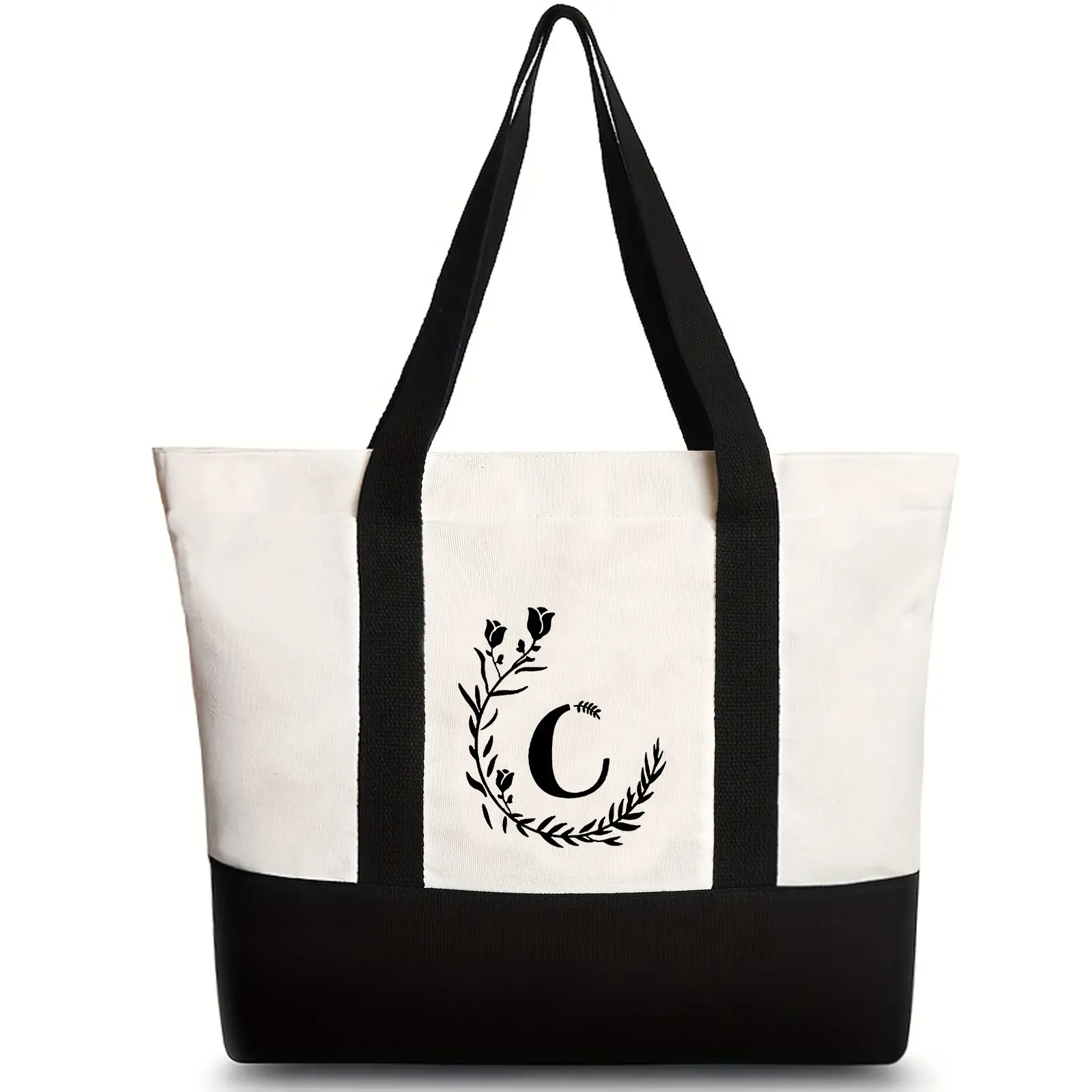 Women's Canvas Shoulder Bag with Letter Print Large Capacity - Image 4