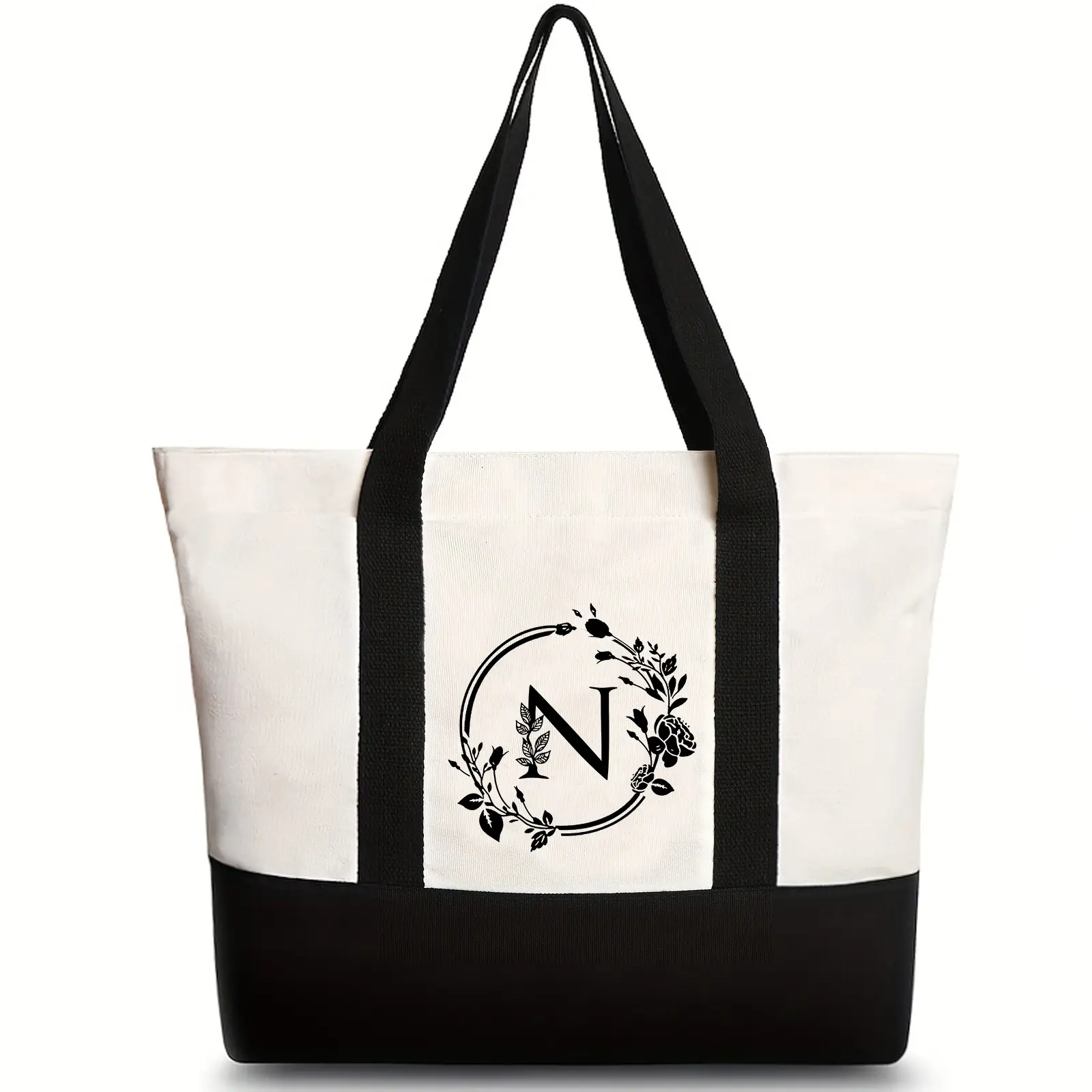 Women's Canvas Shoulder Bag with Letter Print Large Capacity - Image 44