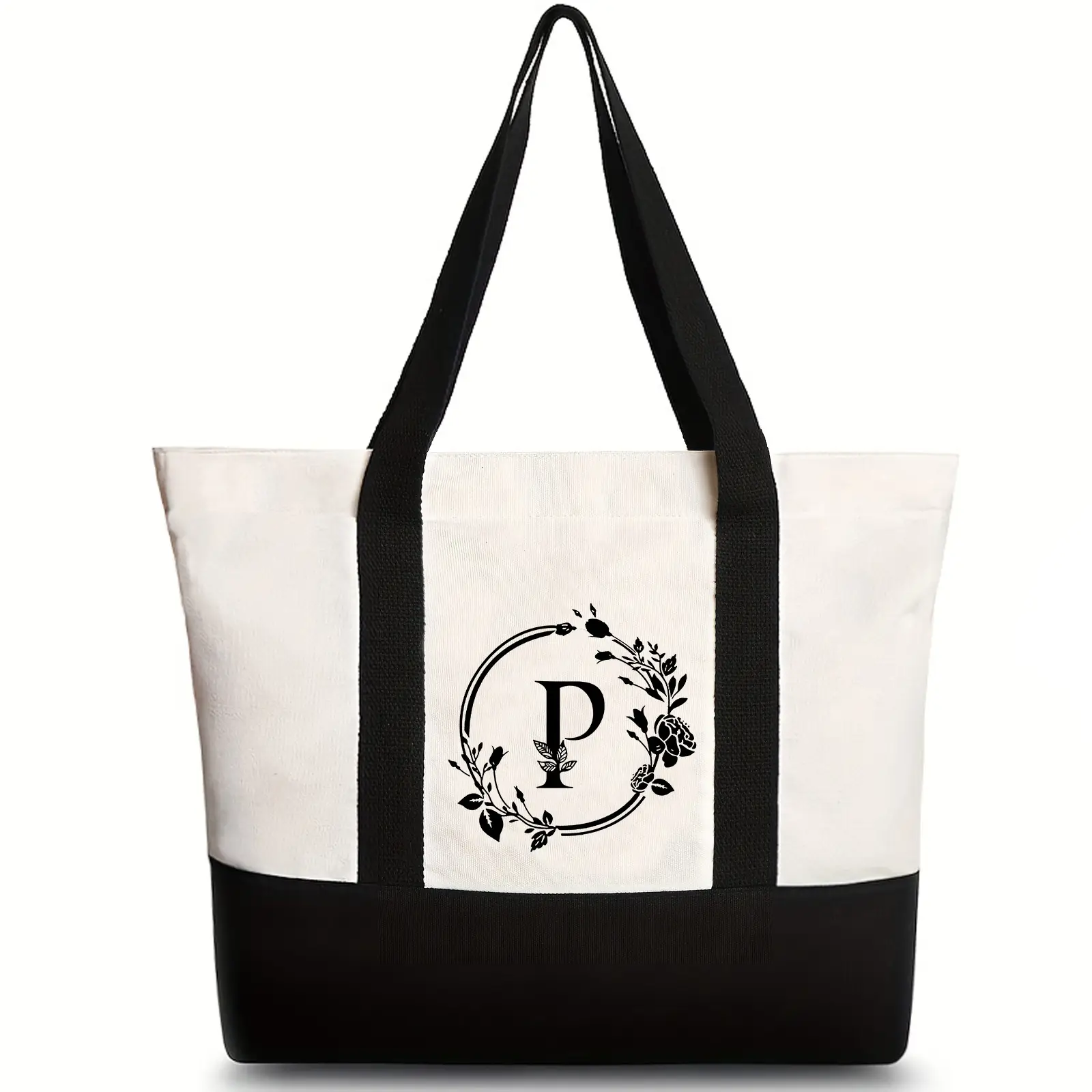 Women's Canvas Shoulder Bag with Letter Print Large Capacity - Image 46