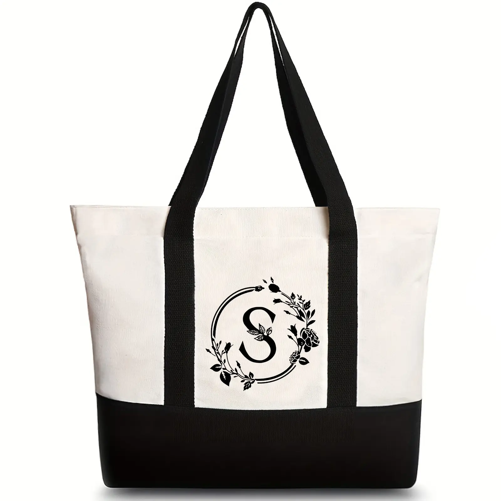 Women's Canvas Shoulder Bag with Letter Print Large Capacity - Image 49