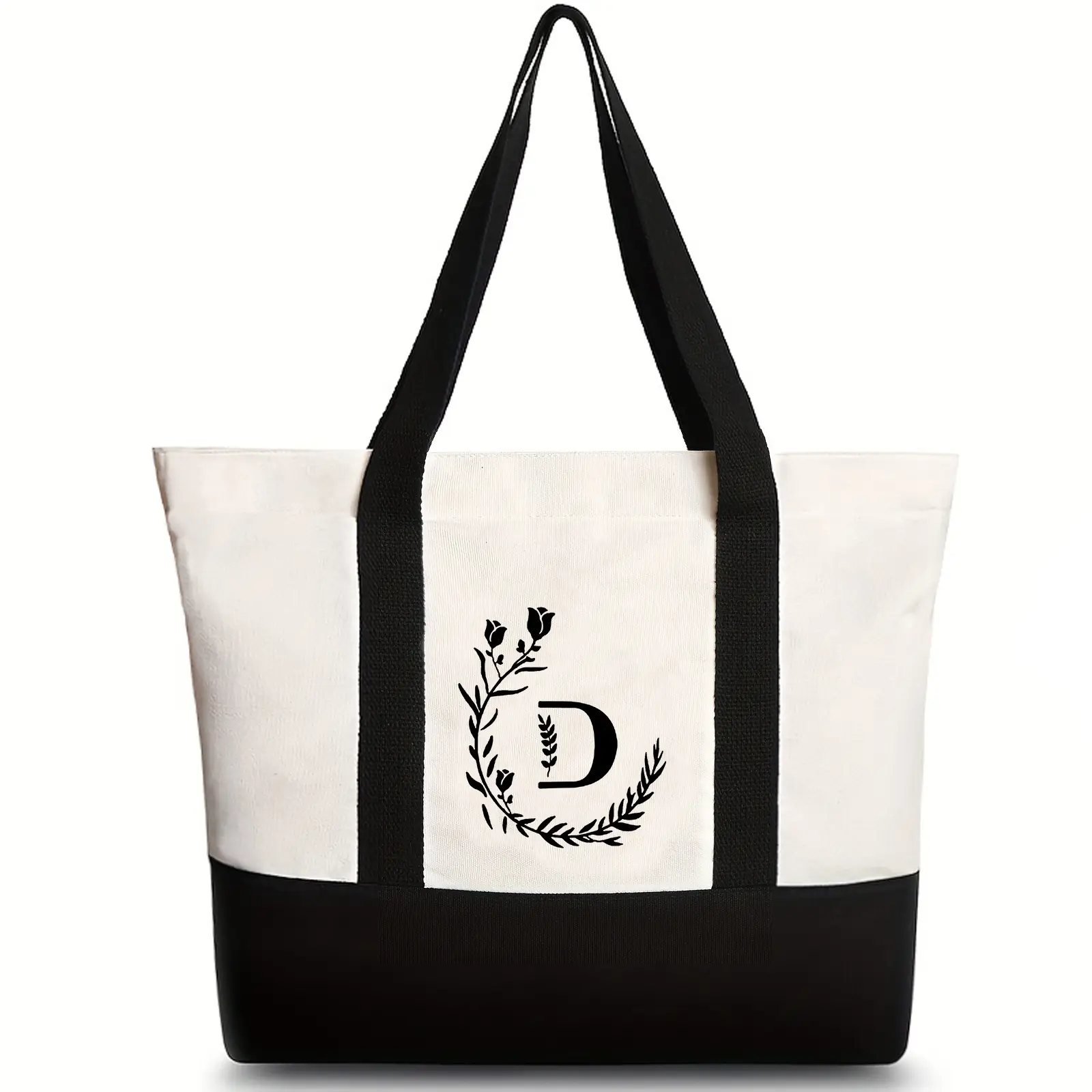 Women's Canvas Shoulder Bag with Letter Print Large Capacity - Image 5