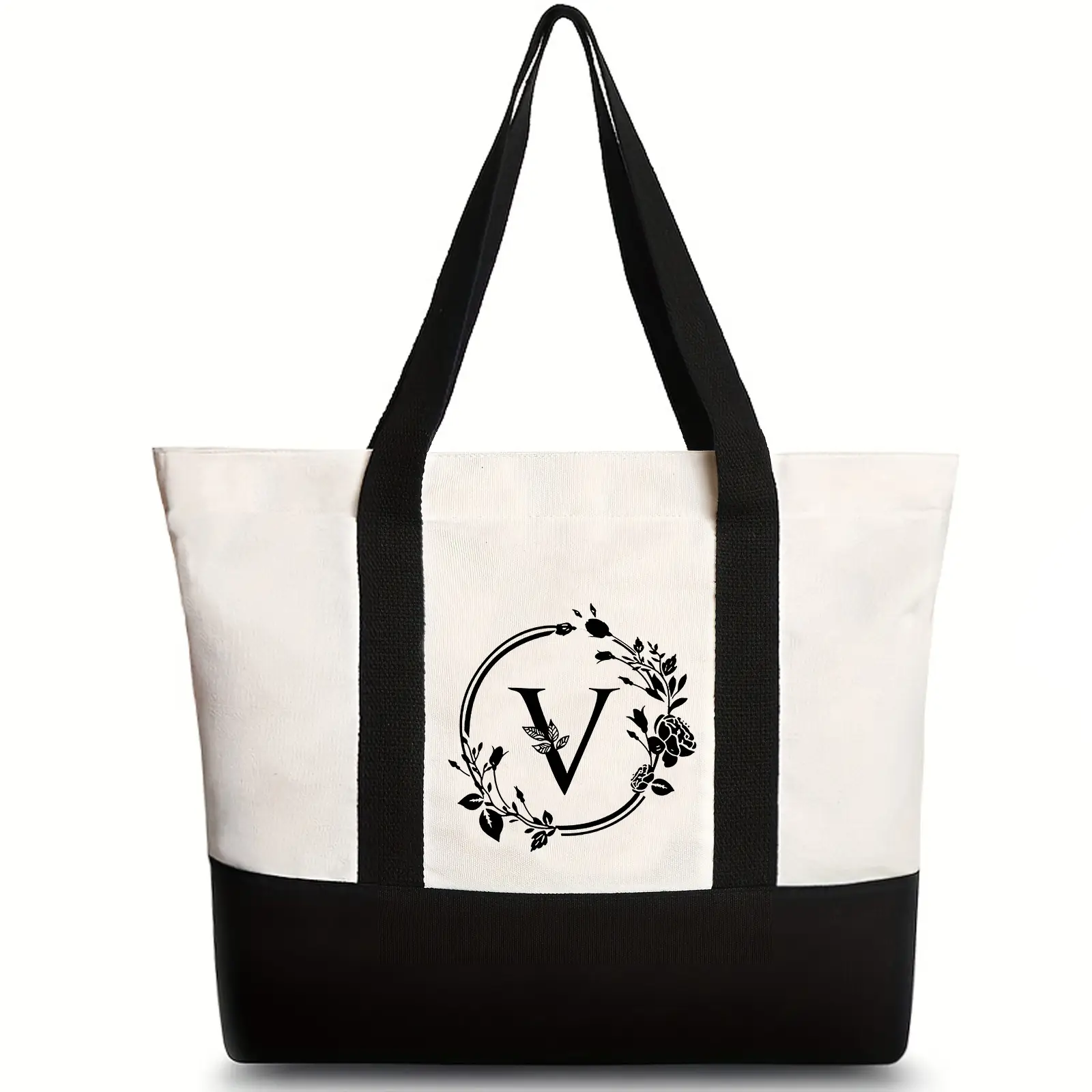 Women's Canvas Shoulder Bag with Letter Print Large Capacity - Image 52