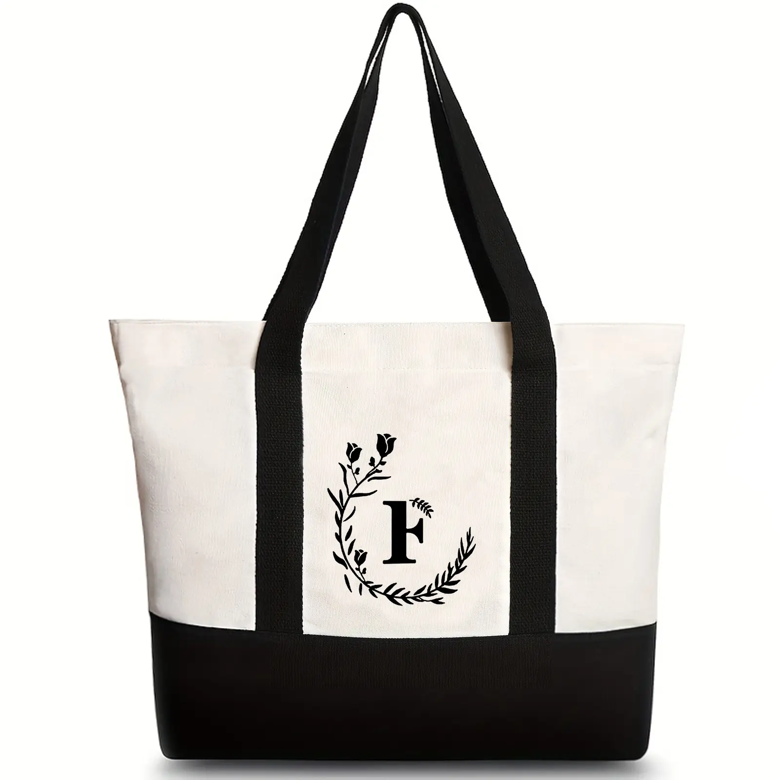 Women's Canvas Shoulder Bag with Letter Print Large Capacity - Image 7