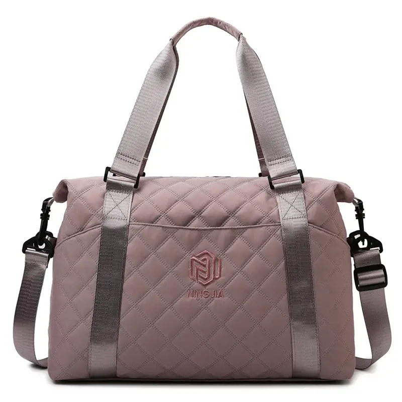 Black Quilted Travel Bag Large Capacity Lightweight - Image 5