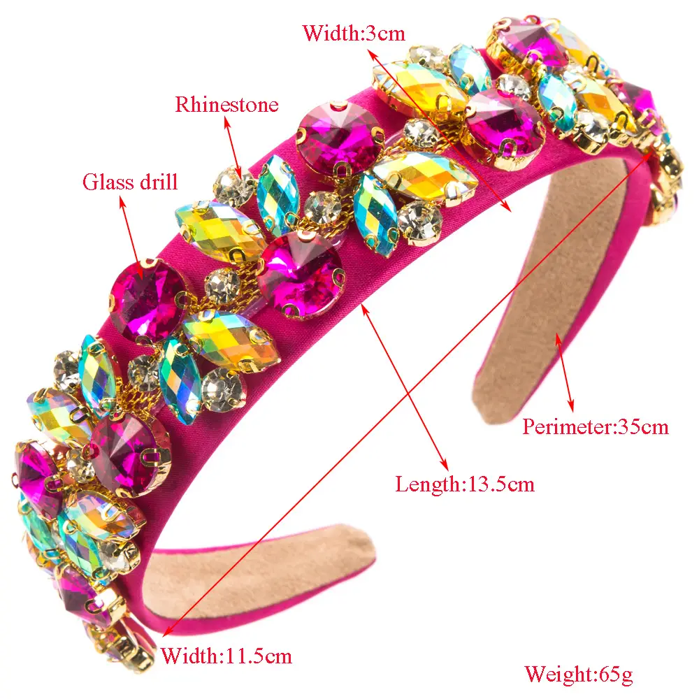 Blue Glass Diamond Baroque Headband for Women - Image 10