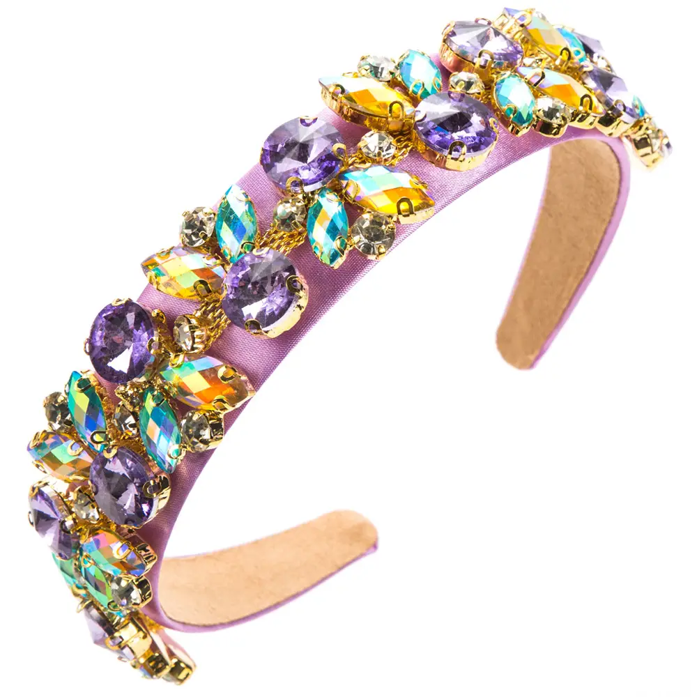 Blue Glass Diamond Baroque Headband for Women - Image 2