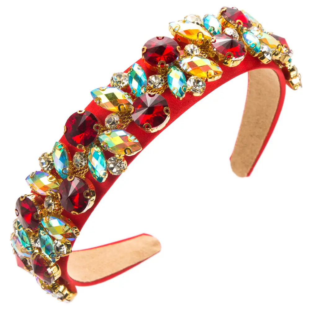 Blue Glass Diamond Baroque Headband for Women - Image 3