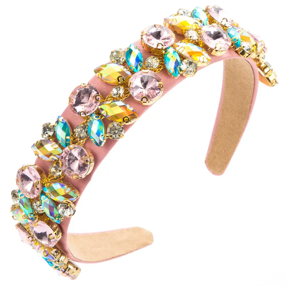 Blue Glass Diamond Baroque Headband for Women - Image 6