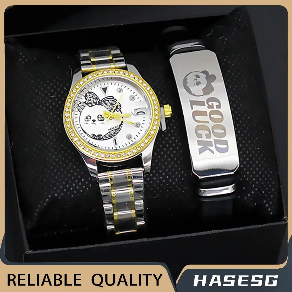 Women's Gold Quartz Watch with Smart Band & Earrings Set - Image 13