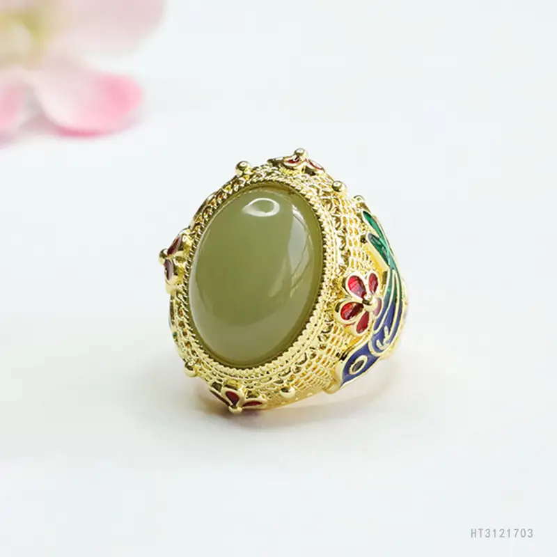 Guan Yu Jade Ring Clear Water Material Pigeon Egg Design - Image 4