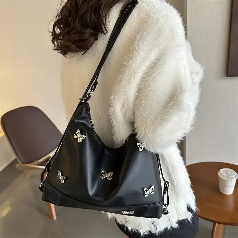 Brown Butterfly Embellished Women's Tote Bag - Image 6