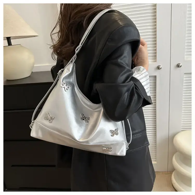 Brown Butterfly Embellished Women's Tote Bag — feature 13