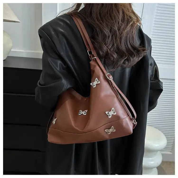 Brown Butterfly Embellished Women's Tote Bag — feature 17