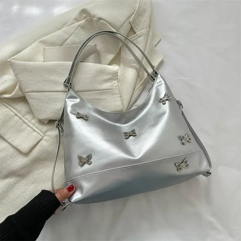 Brown Butterfly Embellished Women's Tote Bag - Image 2