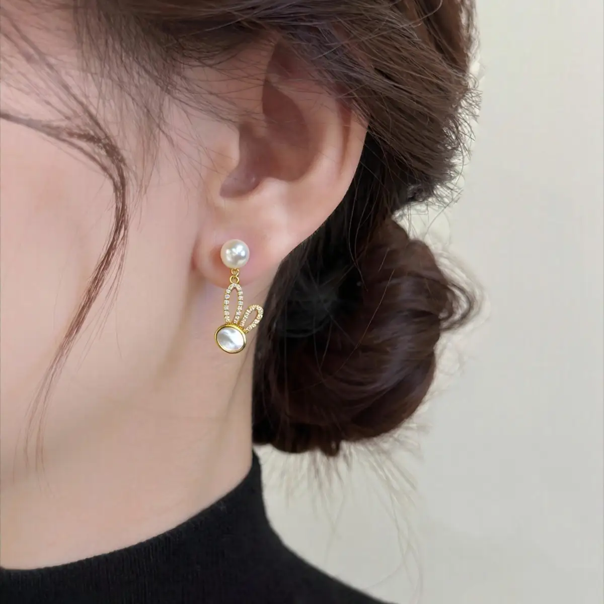Rabbit Pearl Earrings for Women 18K Gold Filled - Image 6