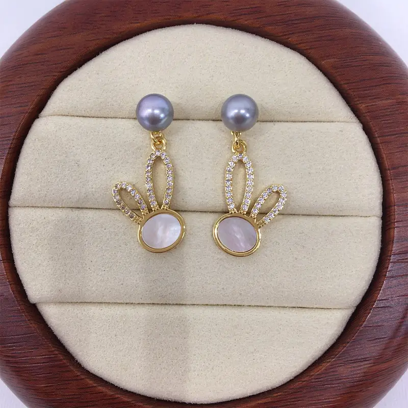 Rabbit Pearl Earrings for Women 18K Gold Filled - Image 2