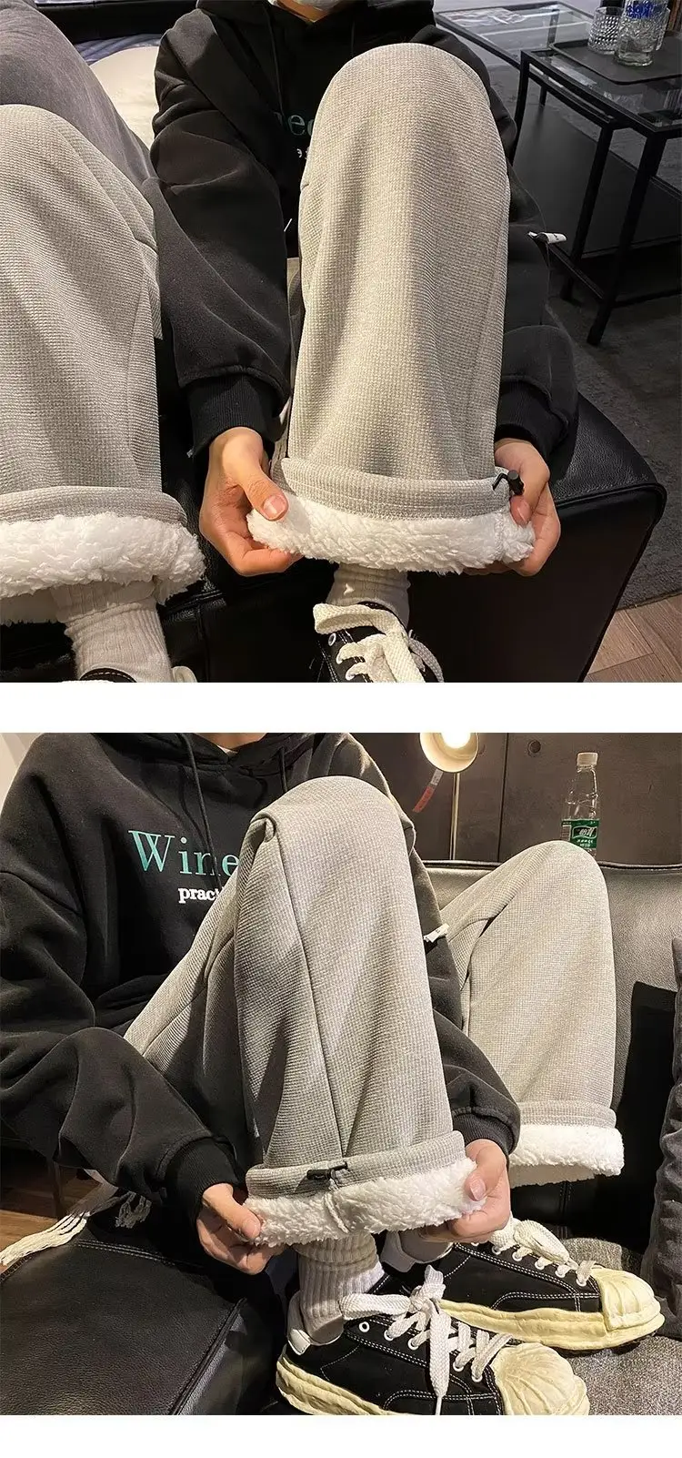 Men's Winter Fleece Warm Pants Wide Leg Sweatpants — feature 15