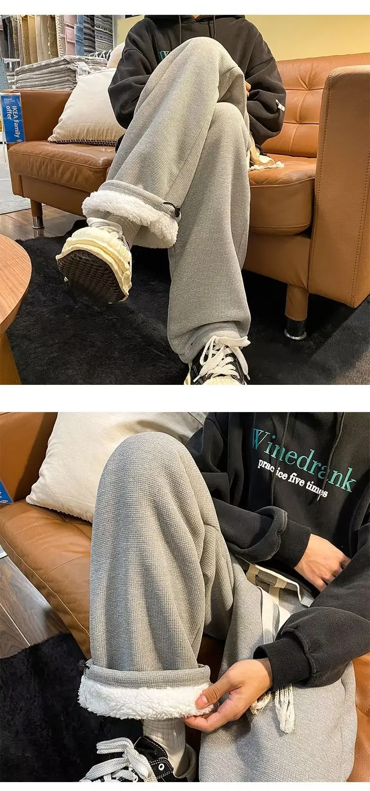 Men's Winter Fleece Warm Pants Wide Leg Sweatpants — feature 5