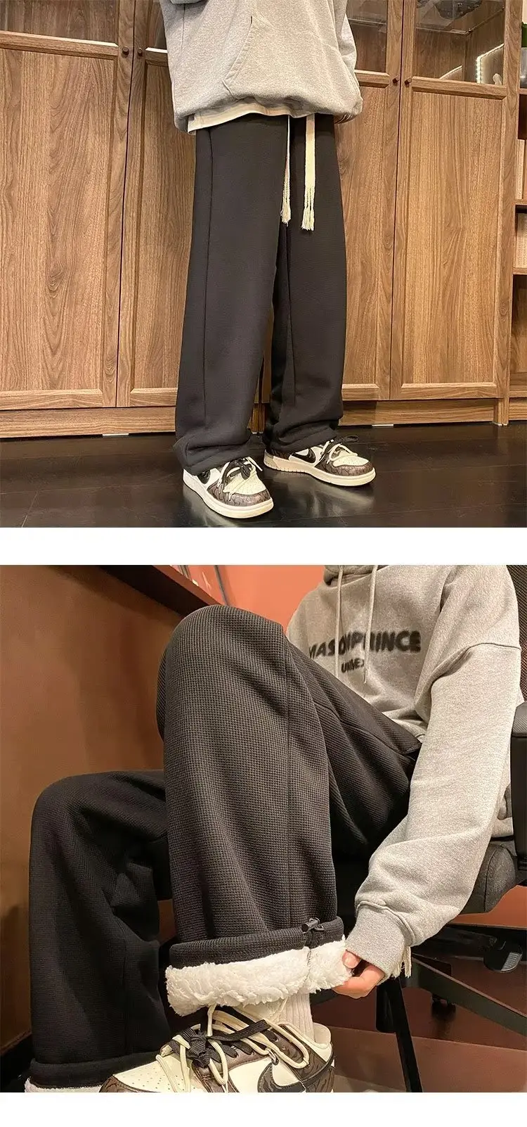 Men's Winter Fleece Warm Pants Wide Leg Sweatpants — feature 6