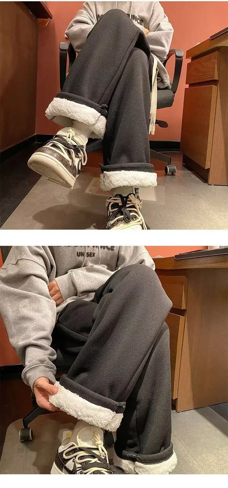 Men's Winter Fleece Warm Pants Wide Leg Sweatpants — feature 7