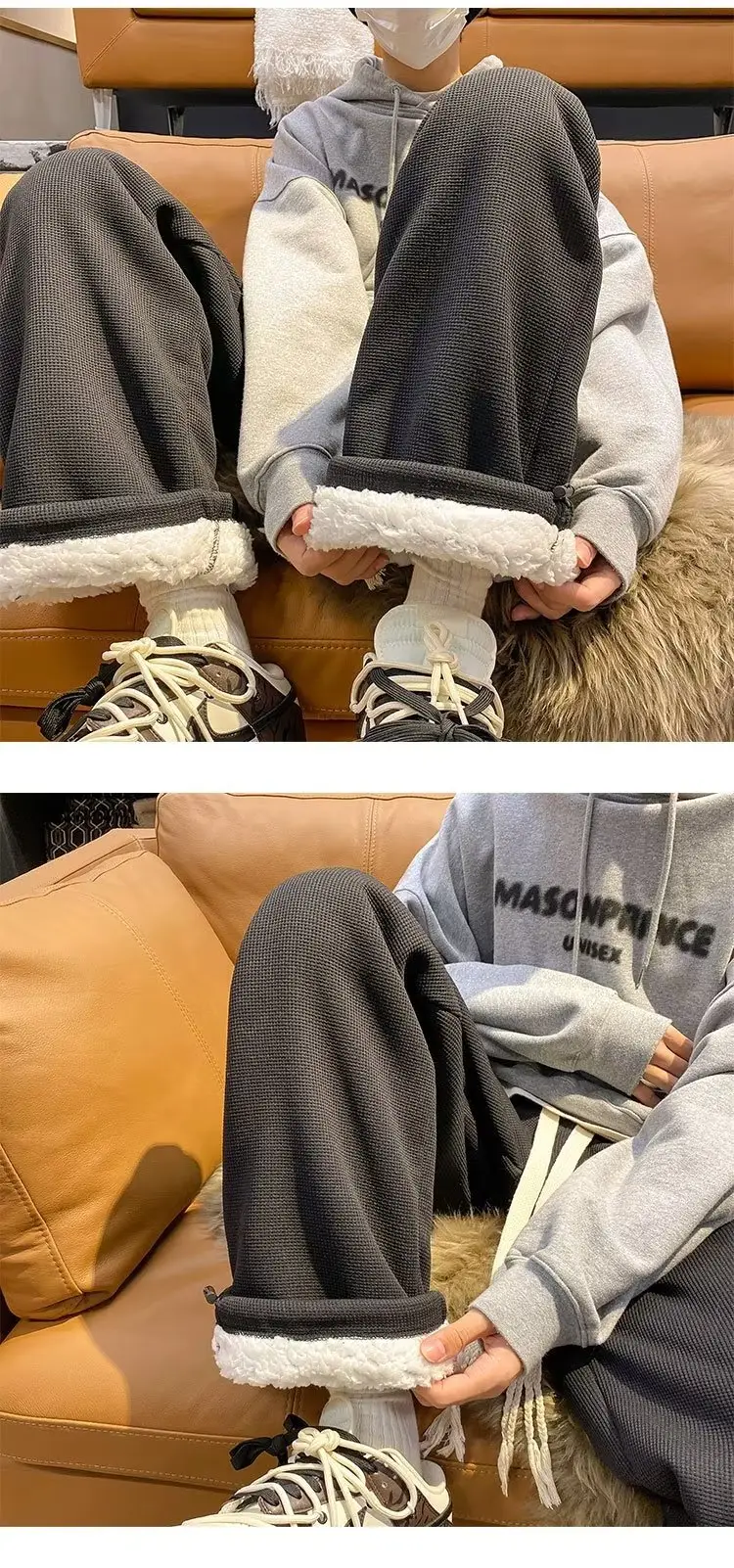 Men's Winter Fleece Warm Pants Wide Leg Sweatpants — feature 8