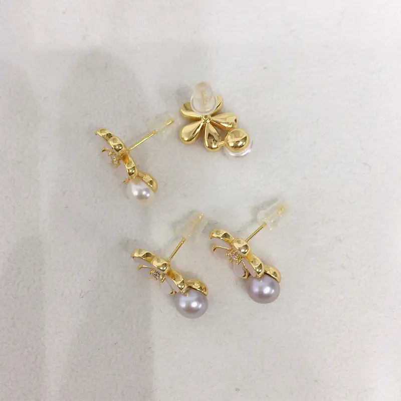 Korean Style Pearl Flower Earrings 18k Gold Filled — feature 10