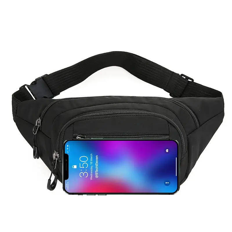 Black Waterproof Multi-Pocket Shoulder Bag for Men - Image 8