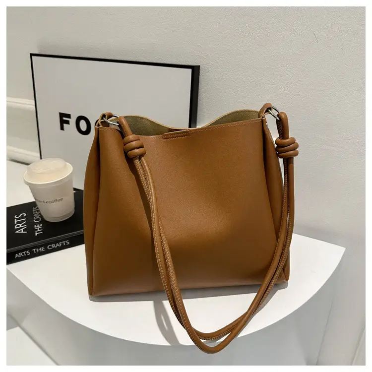 Korean Style Brown Textured Shoulder Bag for Women — feature 11