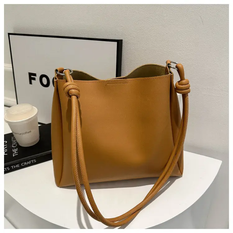 Korean Style Brown Textured Shoulder Bag for Women — feature 12