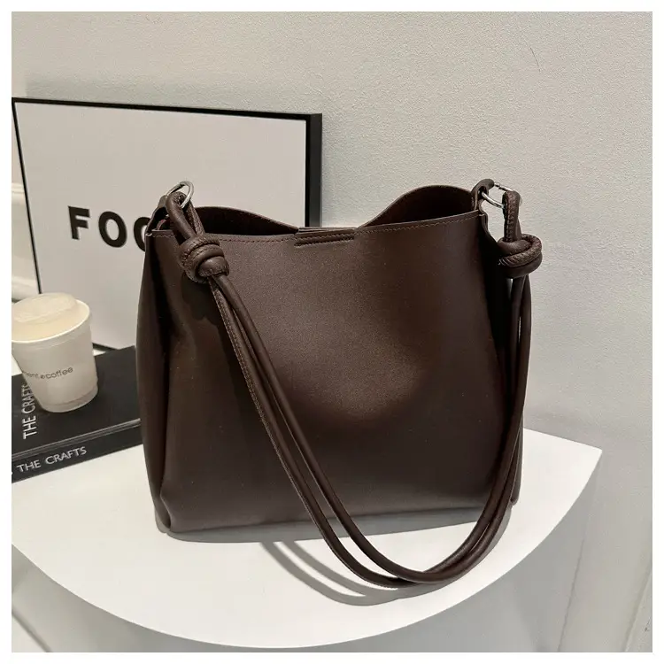 Korean Style Brown Textured Shoulder Bag for Women — feature 14