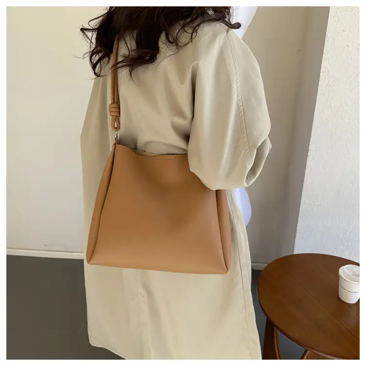 Korean Style Brown Textured Shoulder Bag for Women — feature 17