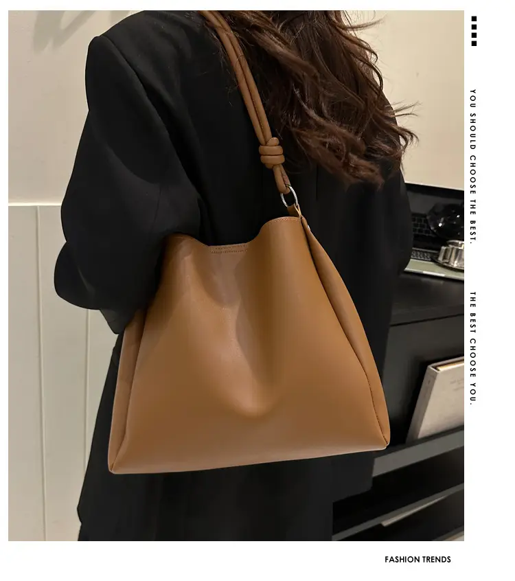 Korean Style Brown Textured Shoulder Bag for Women — feature 2