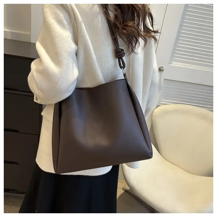 Korean Style Brown Textured Shoulder Bag for Women — feature 23