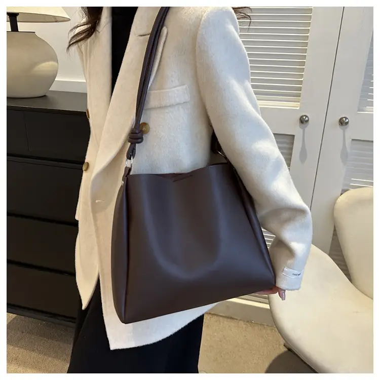 Korean Style Brown Textured Shoulder Bag for Women — feature 24