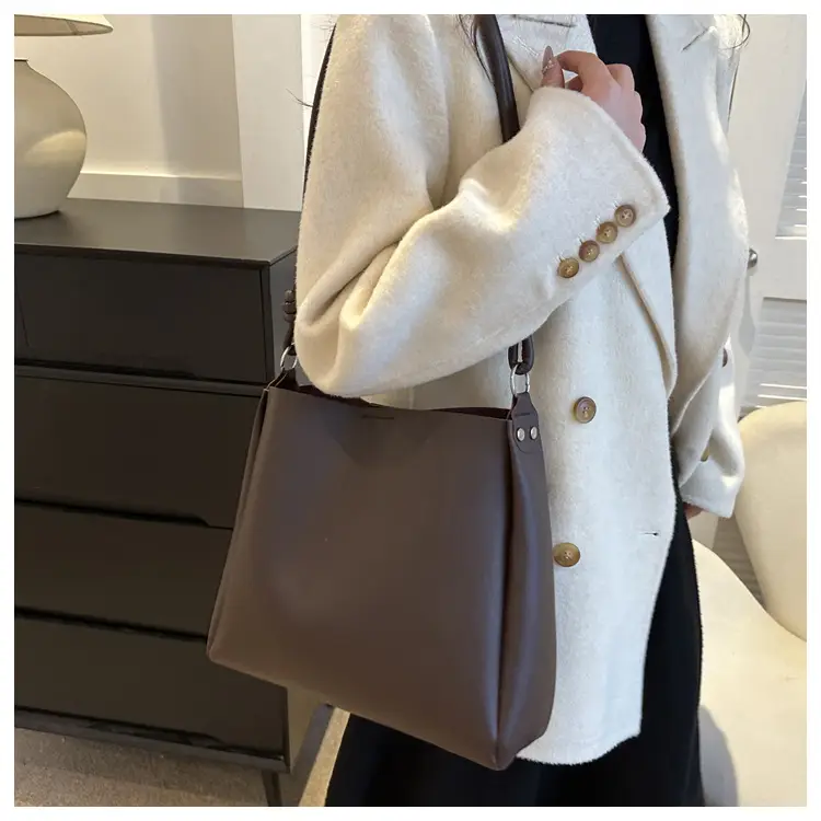 Korean Style Brown Textured Shoulder Bag for Women — feature 25