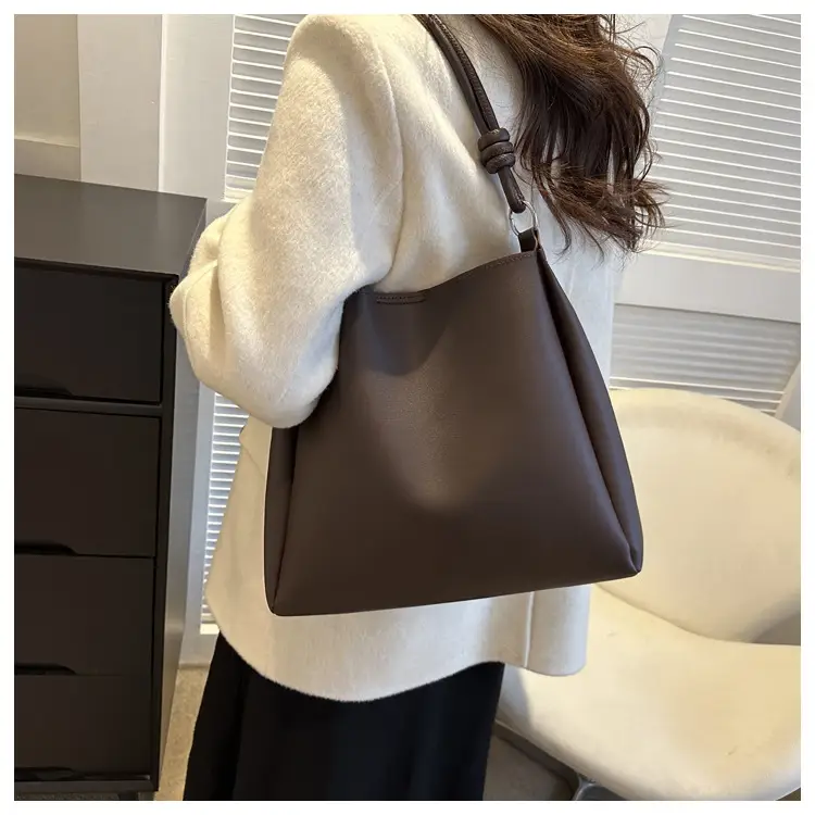 Korean Style Brown Textured Shoulder Bag for Women — feature 26