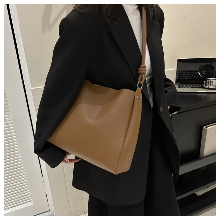 Korean Style Brown Textured Shoulder Bag for Women — feature 28