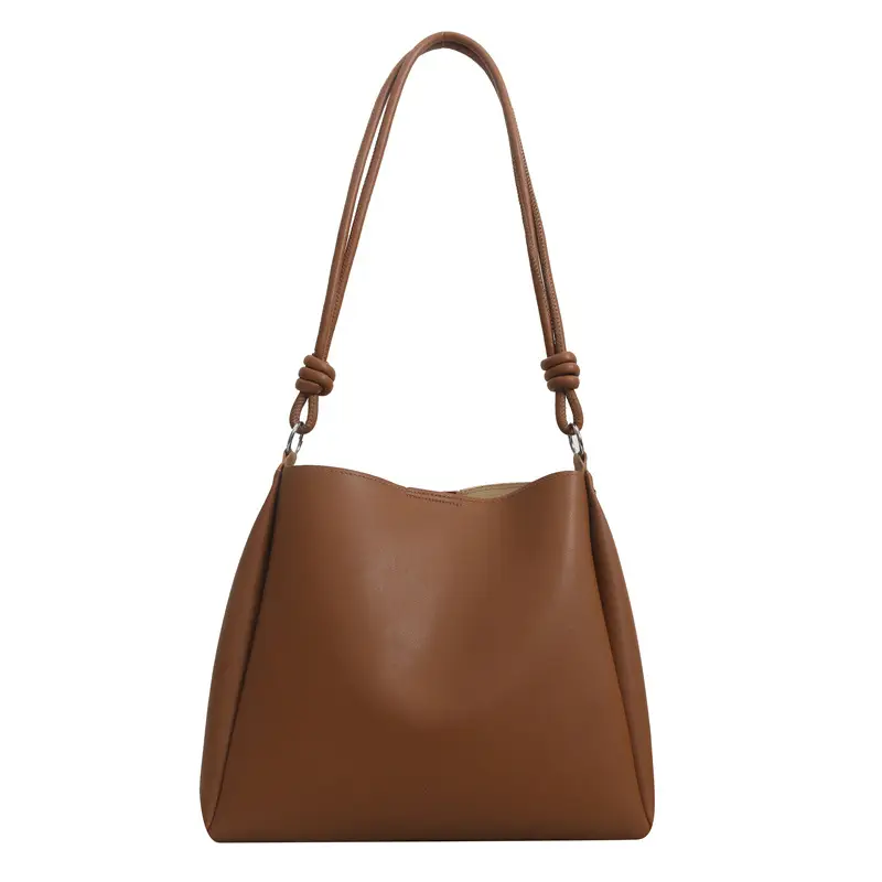 Korean Style Brown Textured Shoulder Bag for Women - Image 2